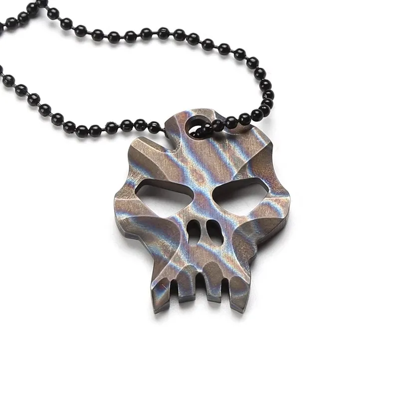 1 Piece Titanium Alloy EDC Necklace Pendant Burnt Titanium Pattern