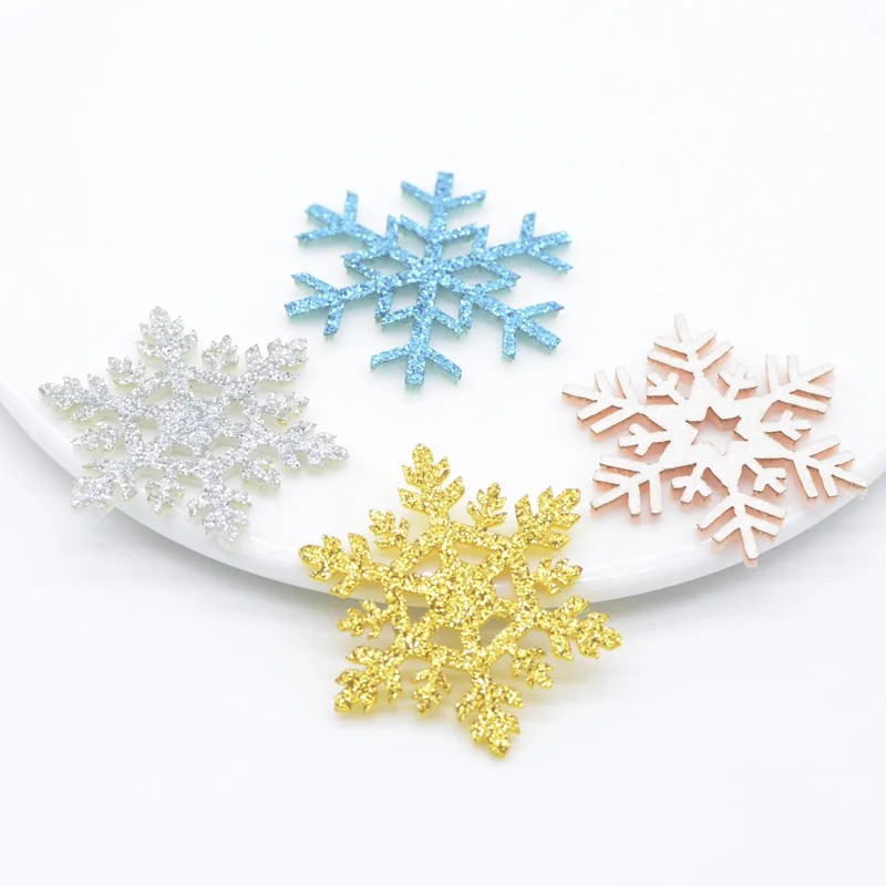 60Pcs/lots NEW Christmas Snowflake Ome Christmas Party Decorative Patches DIY Glitter Pads Snowflake for Christmas Gift Box/tree