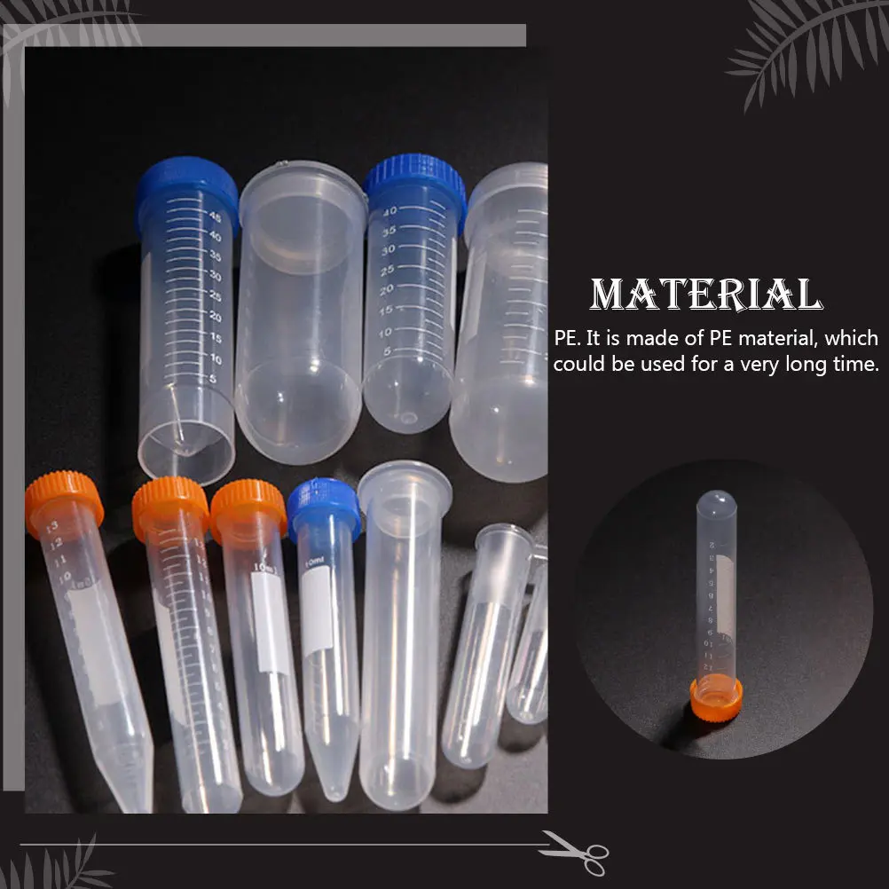 

100Pcs Medical Tubes 15ml Pe Screw Caps Transparent Test Tubes for Laboratory Blood Anticoagulant Analysis