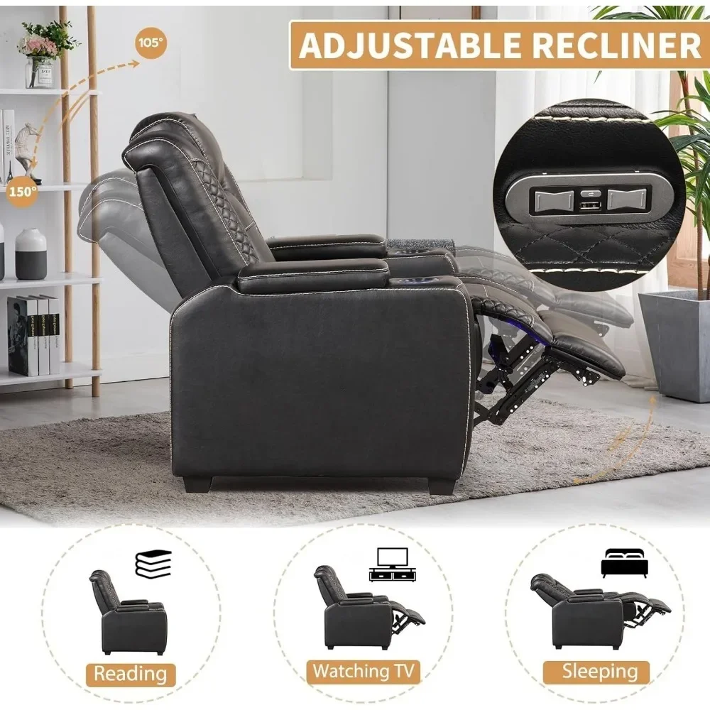 Recliner Home Theater Seating, Electric Recliner Chair with Adjustable Headrest, PU Leather Dual Motor Movie Reclining Chairs