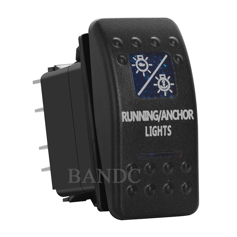 Blue Led Running/Anchor Light Rocker Switch Navigation Light 7 Pin ON-OFF-ON 3 Way Toggle Switch for Boat Marine Pontoon FIshing view 3