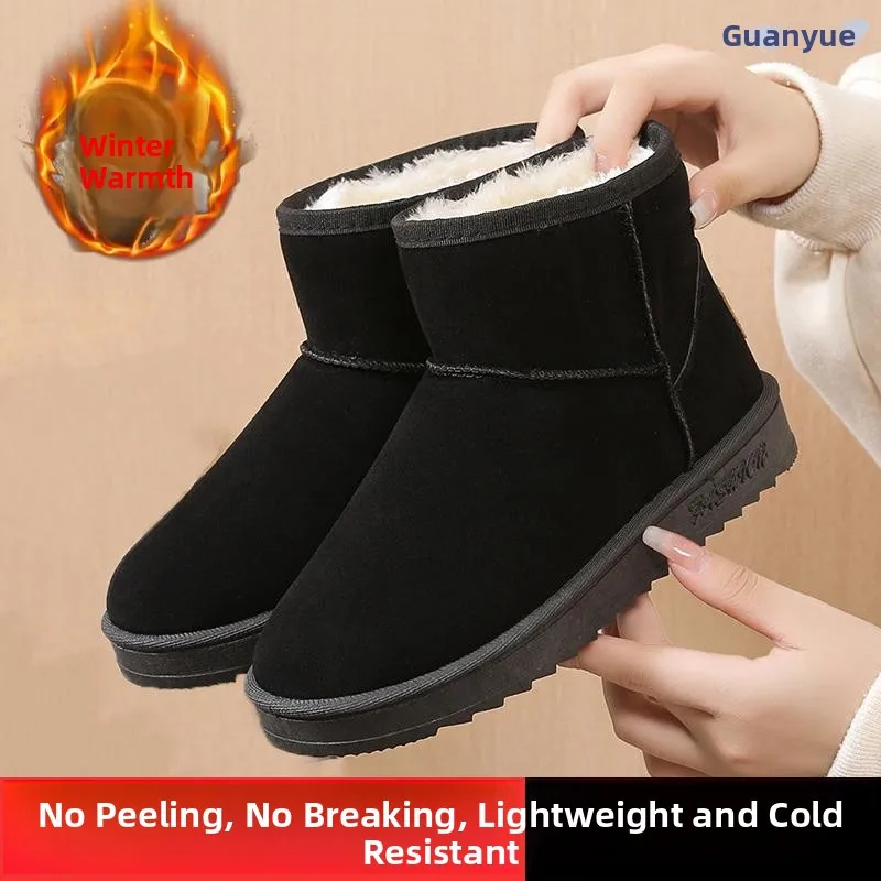 

Women's Winter Snow Boots 2025 New Thi Bot Anti-slip Fce Lined Booties Men's Cotton oes Boots Warm Home Use