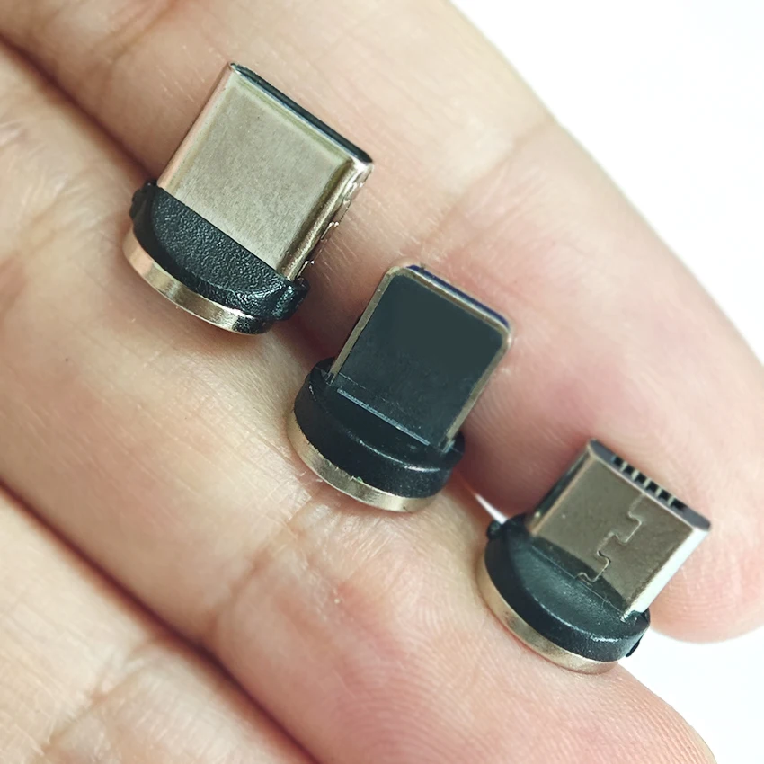 5/10PCS Type-C Micro Magnetic Charging Cable Round Male Plug Adapter Black Adhesive Magnetic Mobile Phone Charging Accessories