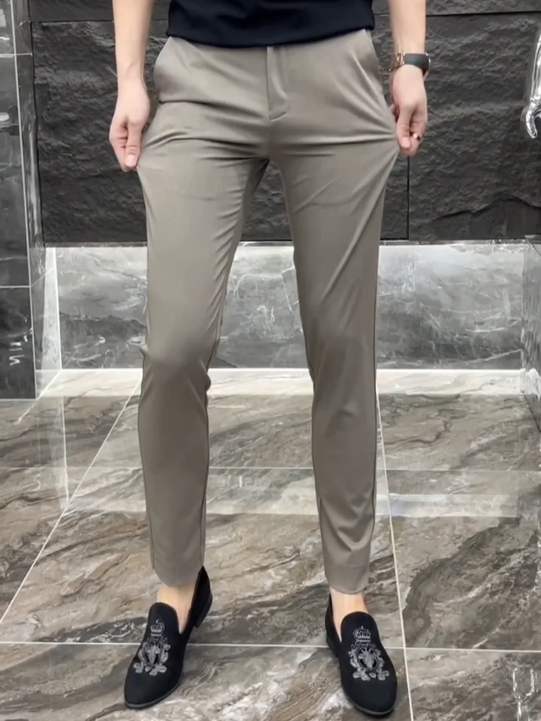 

Spring Summer New Faion Casual Pants Busin Casual High Quali Lightweight Luxury Versatile Youthful Sle mid Waist