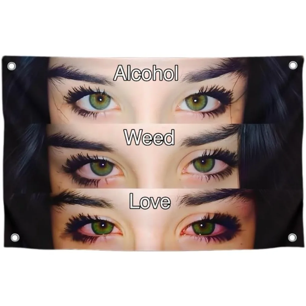1pc 2D Flat Single Sided Banner Alcohol Weed Love Quote Polyester Tapestry Indoor Outdoor Dorm Party Courtyard Meme Wall Decor