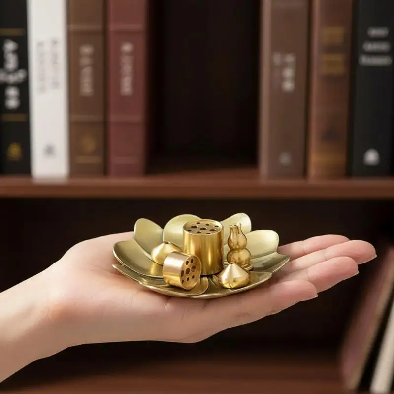 1Pcs Portable Incense Burner Multi Purpose Water Drop Shape Brass Incense Holder Home Office Teahouse Zen Ornament Supplies