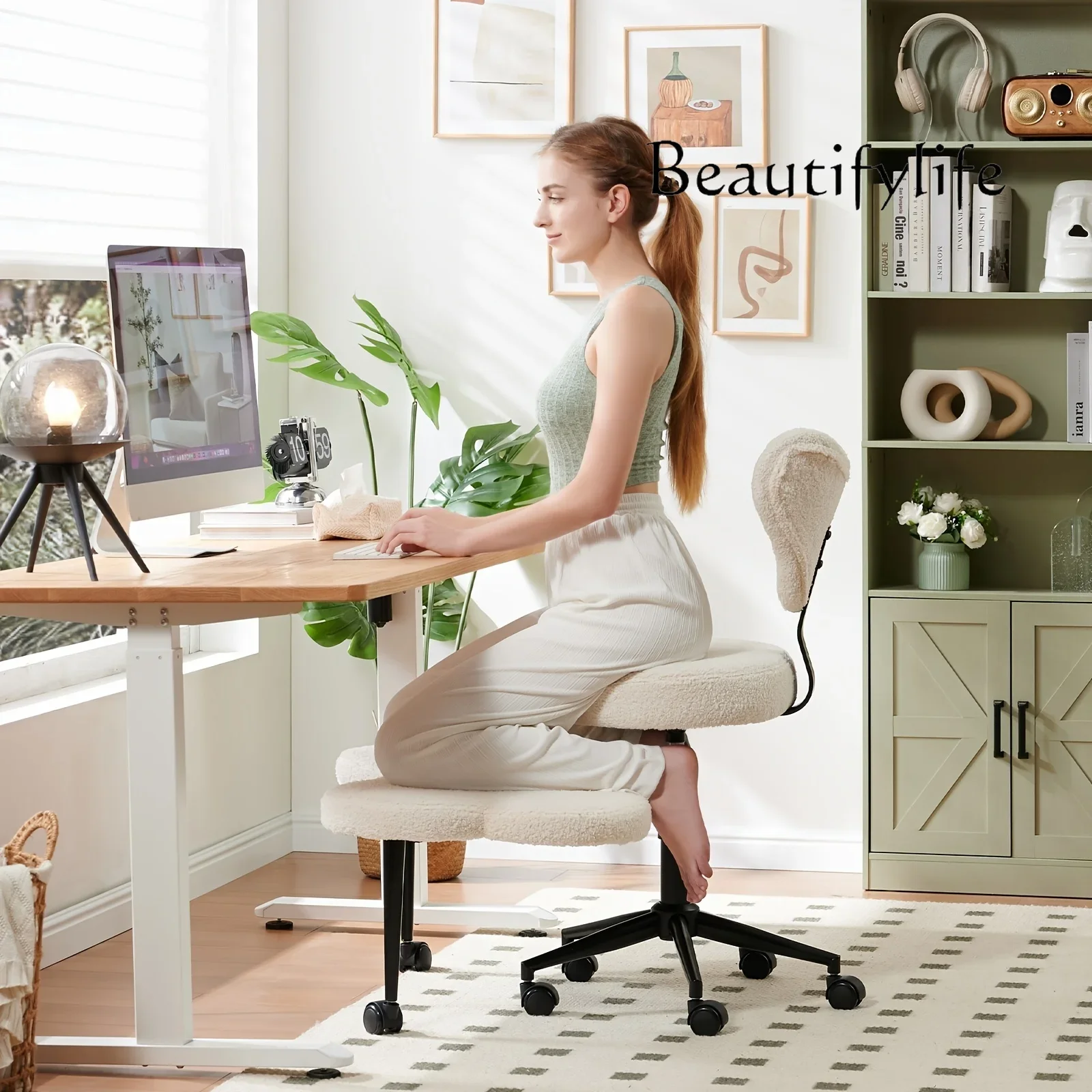 Ac Cross Leg Chair - Meditation Chair With Wheels, ADHD Chair, Height Adjustable Seat, Adjustable Footstool
