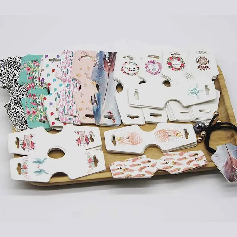 100 шт., карты для демонстрации ювелирных изделий, ценник, складная бумажная карта для ожерелья, браслета, повязка на голову, повязка для волос, подвесная этикетка, держатель для упаковки