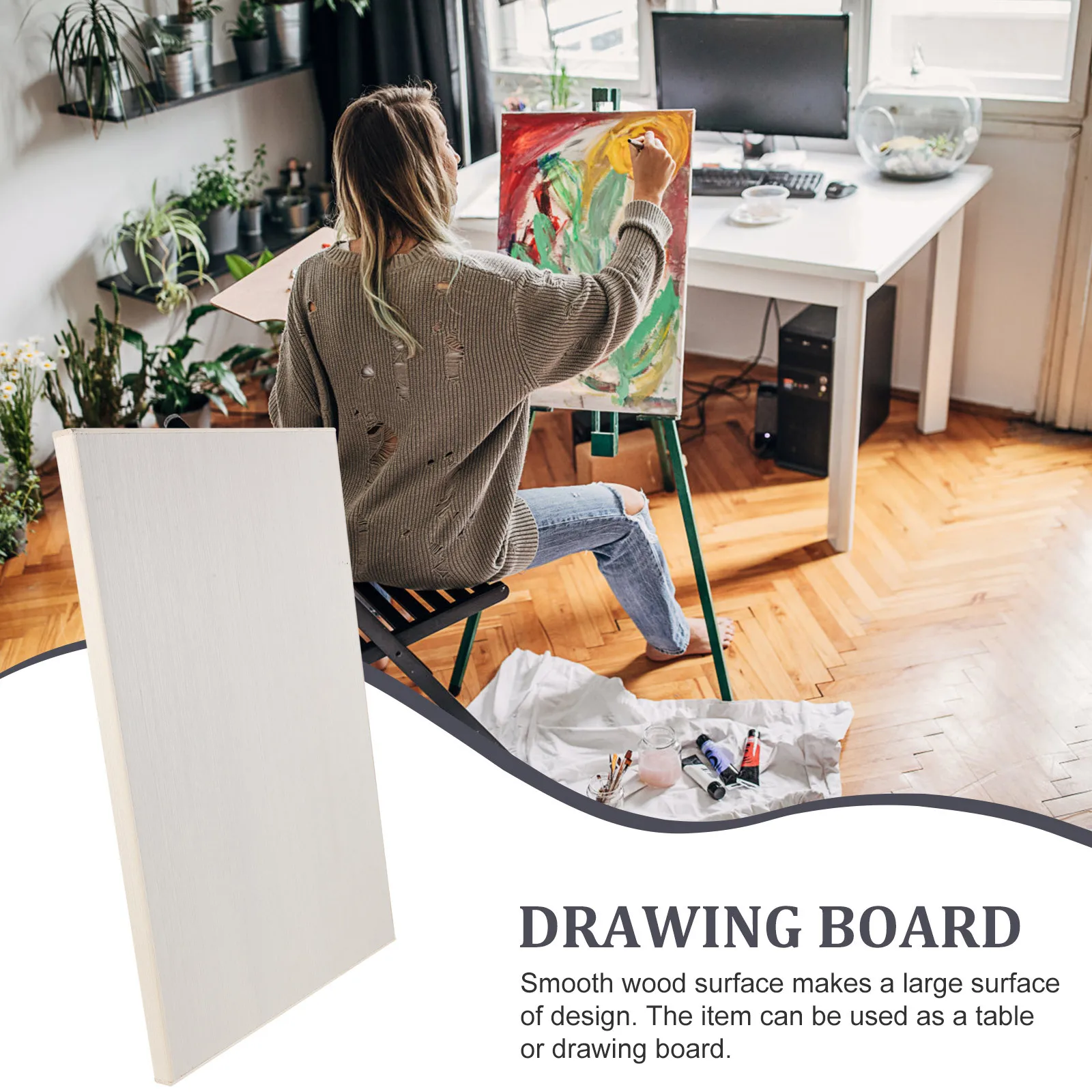 Wooden Sketching Drawing Board 8K Hollow Design Smooth Surface for Art Painting Sketchpad Stylish Drawing Table for Beginners