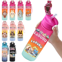 750Ml Cartoon Printed Water Bottle Teenger Student Drinking Portable Cartoon Large Capacity Outdoor Sport Water Cup Kid Gift
