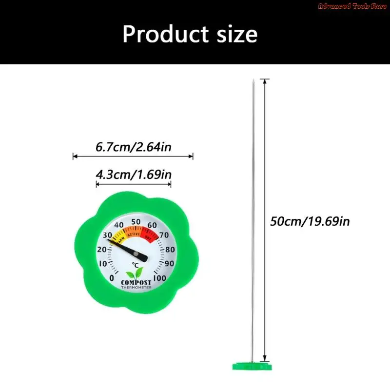 Double Pattern Soil Temperature Probes with Flower /Green Petal Designs Easy to Use for Enhances Gardening Experience W91B