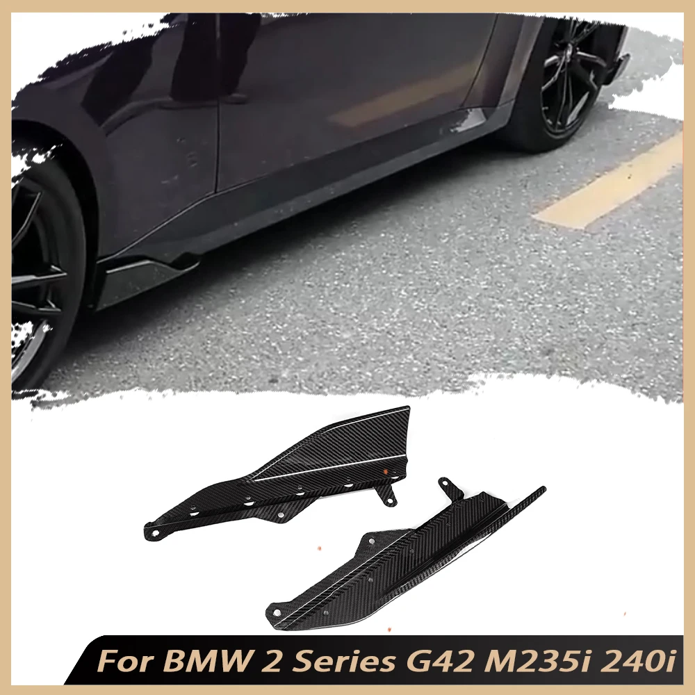 Dry Carbon Fiber M Style Front Bumper Lip Splitters Apron for BMW 2 Series G42 M235i 240i Coupe 2022+ Front Bumper Splitters Lip