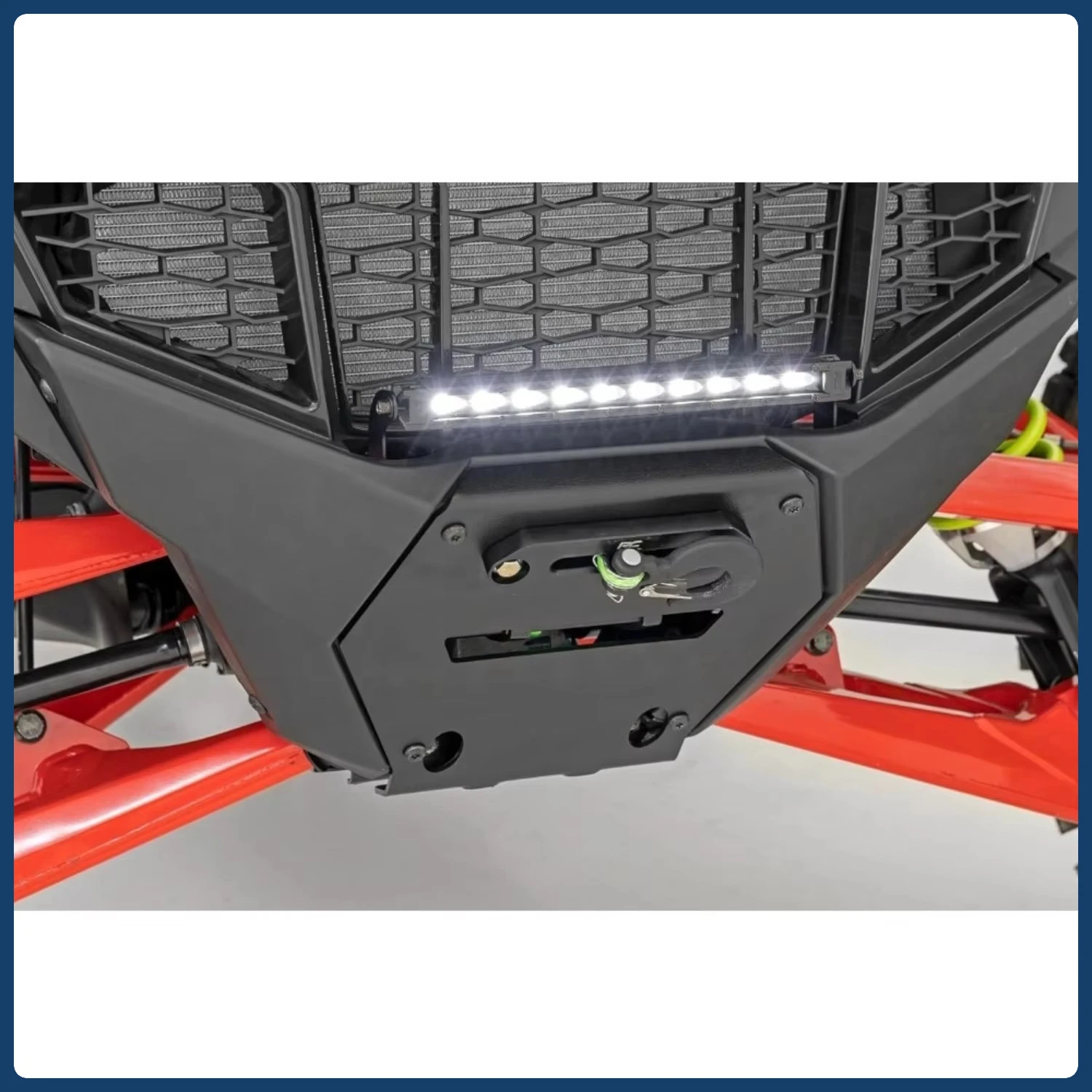 RS4500S Off-Road Winch Mount: 4500LB Capacity with Synthetic Rope & Slim LED Bar for Truck/ATV Recovery