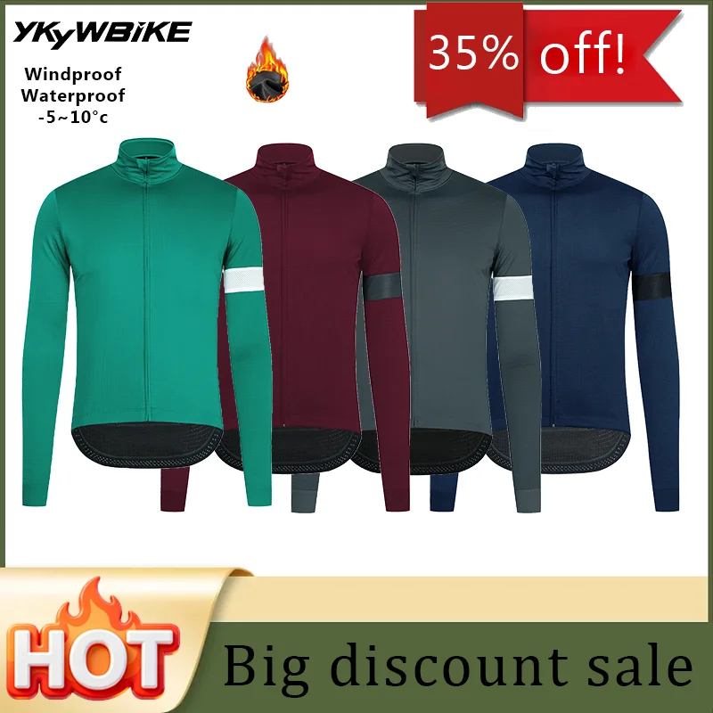 

YKYWBIKE -5~10°c Winter Cycling Jacket Outdooor Warm Fleece Coat Thermal Bike Jacket Weatherproof Windbreaker MTB Bicycle Jersey