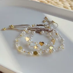 KKBEAD-Heart Star Bracelet for Women, Luxury Jewelry, Natural Pearl Bracelets, Valentine's Day Gift, Accessories for Friends