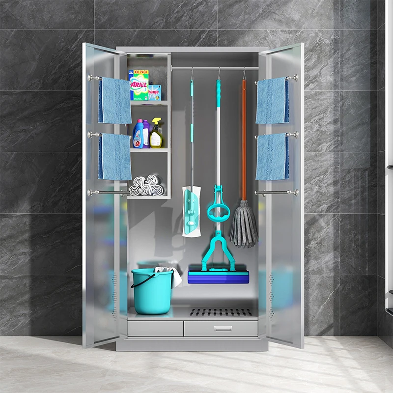

Stainless steel cleaning cabinet mop broom tool storage cabinet