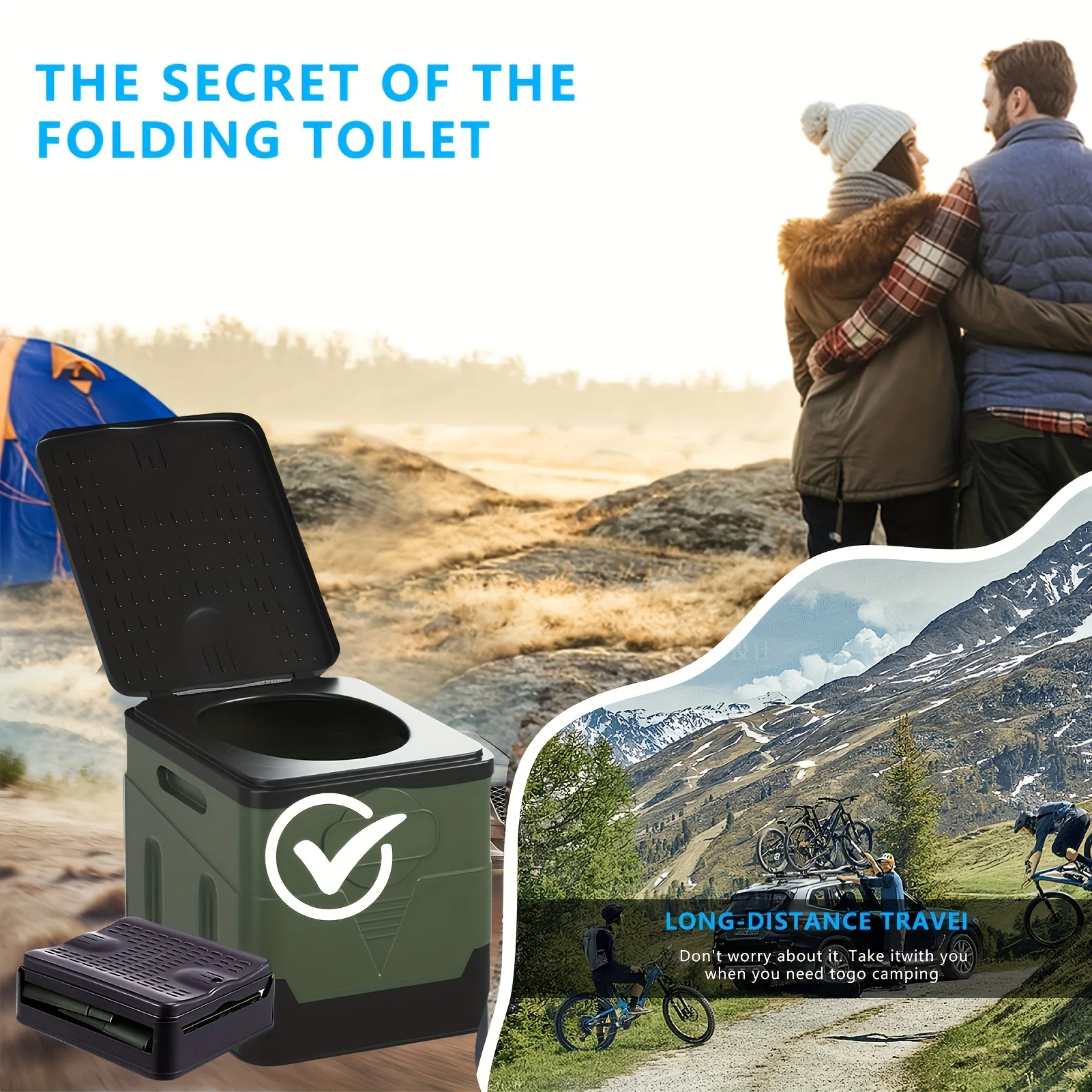 Portable Camping Toilet Foldable Camping Travel Toilet Collapsible Portable Potty for Camping Road Trips Emergency Car Use - view 2