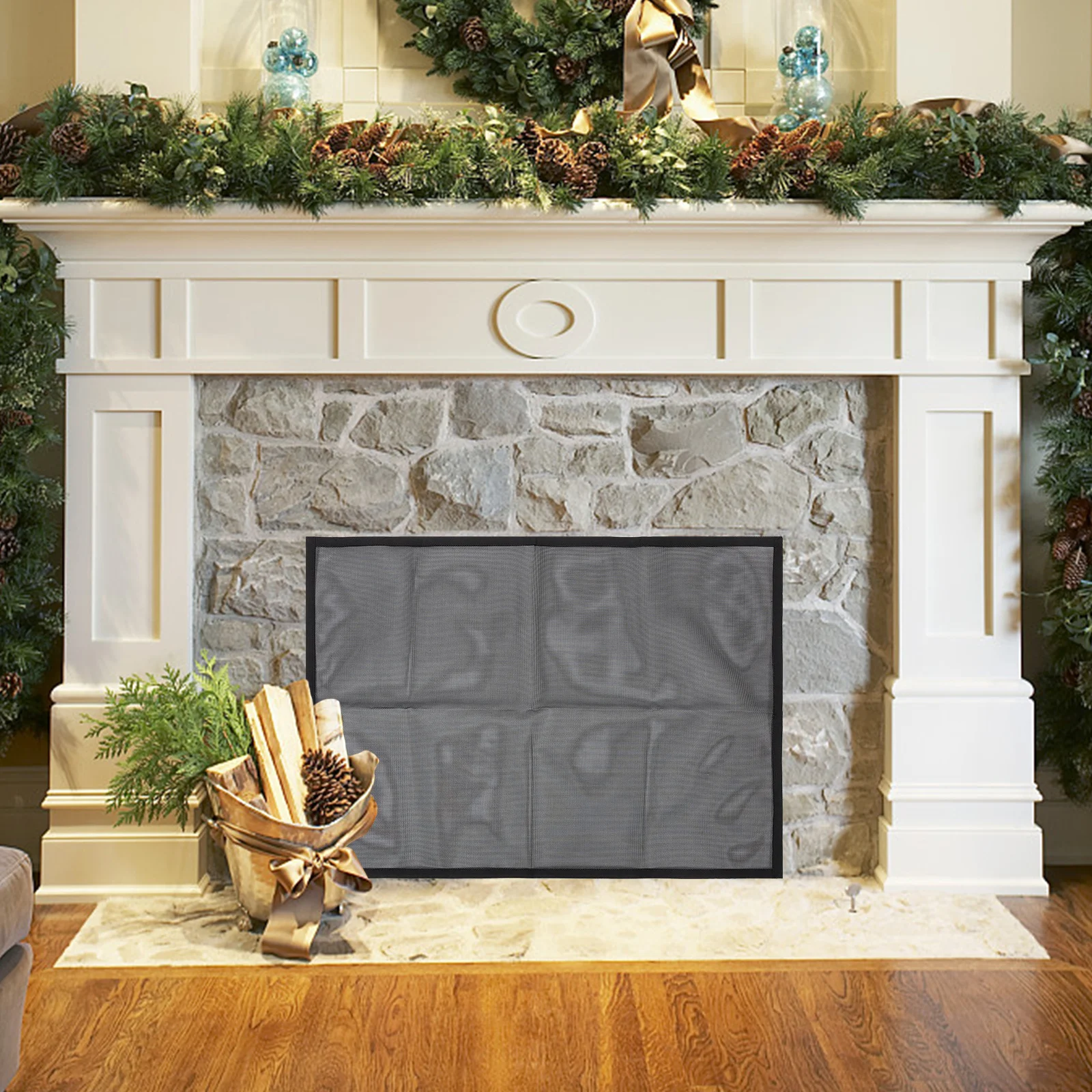 1Set Fireplace Screen Mesh Panels Practical Fine Design Ashes Spill Preventer Home Accessories Fireplace Mesh Screen