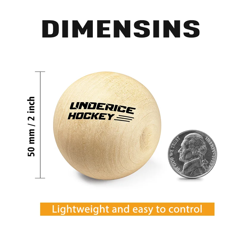 1pc Hockey su ghiaccio Palla di legno 50mm Legno duro No-Bounce Floorball Attrezzatura da allenamento Hockey di squadra Palla da allenamento professionale