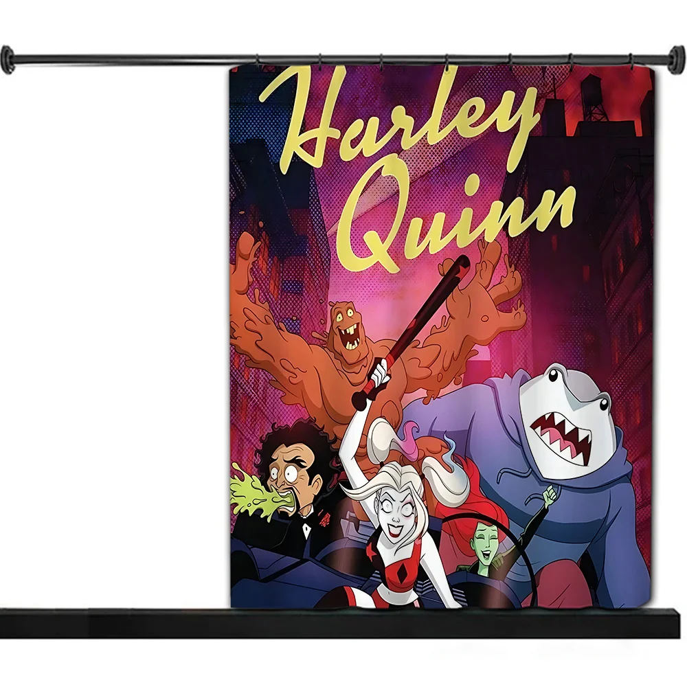 H-Harley Quinn Shower Curtain Waterproof Polyester Fabric Paint Colorful Bath Curtains Home Bathroom Decor Curtain With Hook