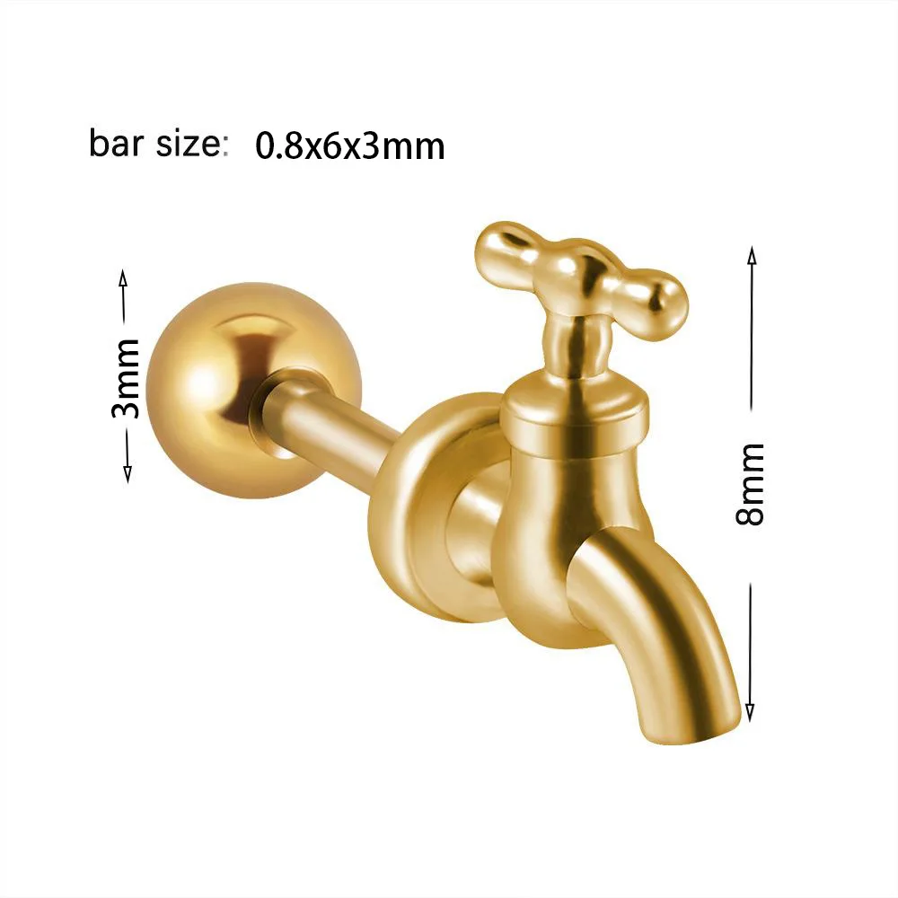 Elegant Water Tap Water Drop Earrings Funny Faucet Ear Screw Stylish Ear Studs Earring for Women Men