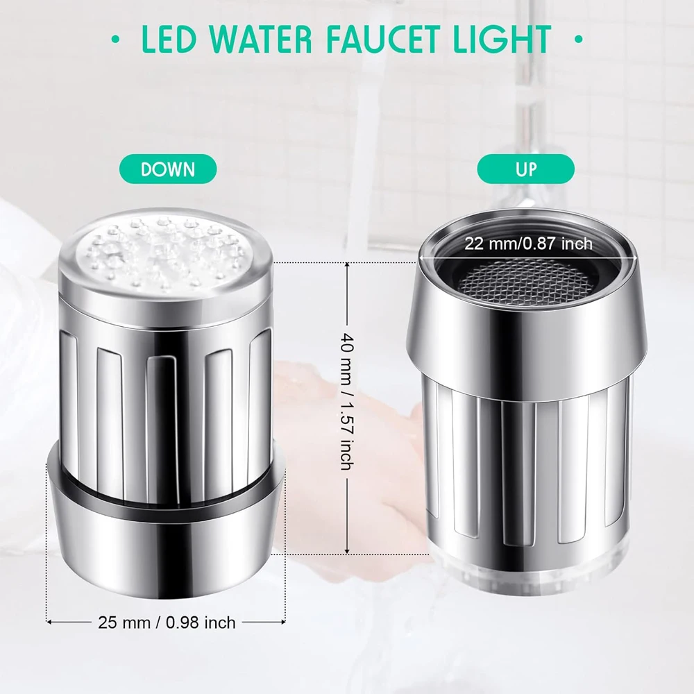 Kitchen Water Tap Aerator Bathroom 7-Color Light-up Change Automatically LED Faucet  Filter Head Water Saver Tap Adapter Nozzle