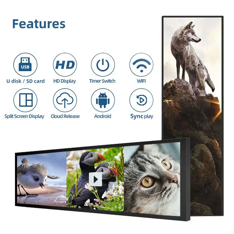 Layar Monitor LCD Ultra Lebar 37 Inci, Rak Display LCD, Layar Android untuk Iklan, Cocok untuk Arcade dan Marquee