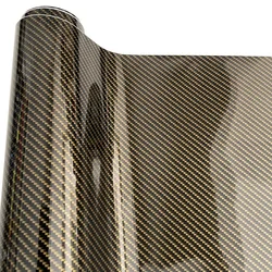 2D 5D 6D carbon fiber Gold Diagonal automotive wrap vinyl rolls with air release technology for automotive body decal wrap foil