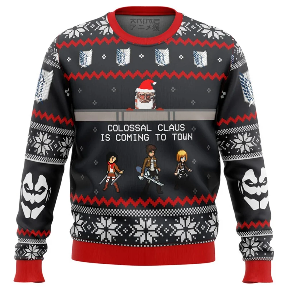 cartoon anime Ugly Christmas Sweater Men Women Pullover Hot Sale Round Neck Long Sleeve Top Christmas Clothing2025New Sweatshirt