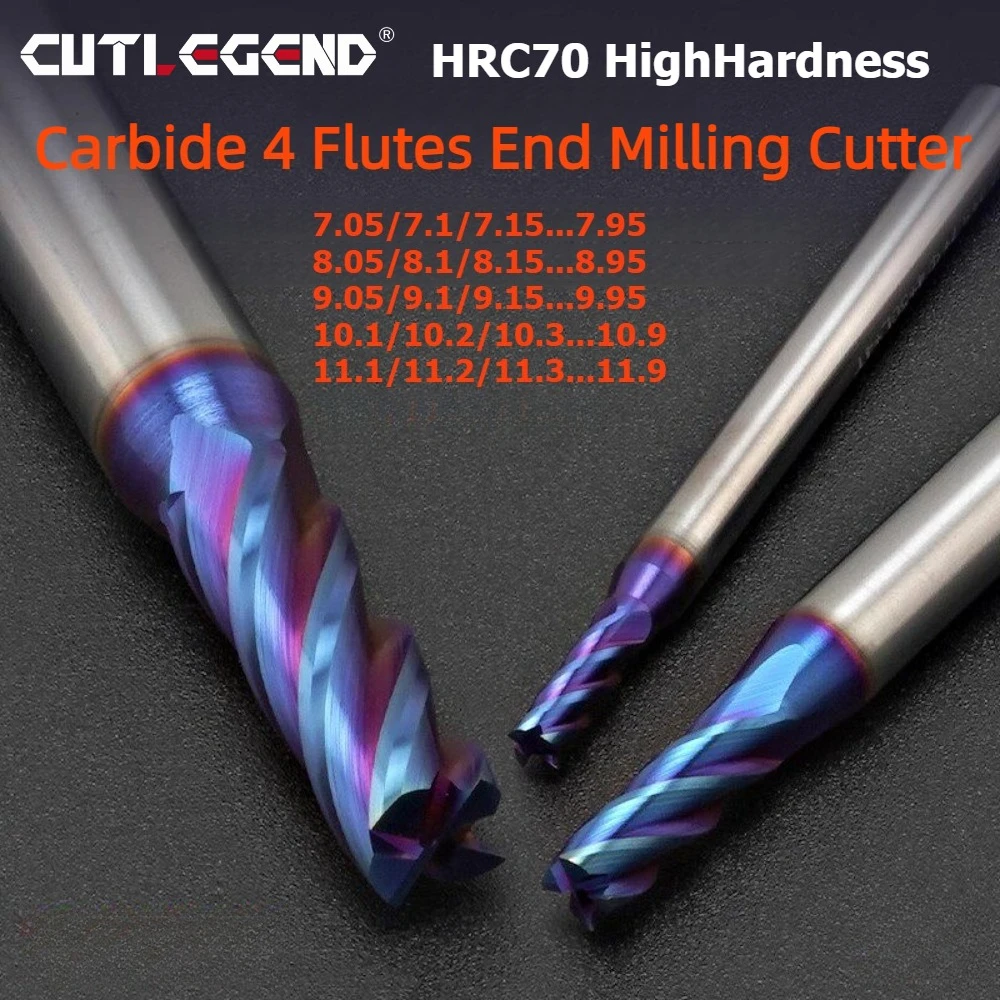 CUTLEGEND Vollhartmetall-Schaftfräser, blau nano-beschichtet, HRC70, Fräser D7.05-11.9, CNC-Präzisions-Nutenfräswerkzeug – Detail 1