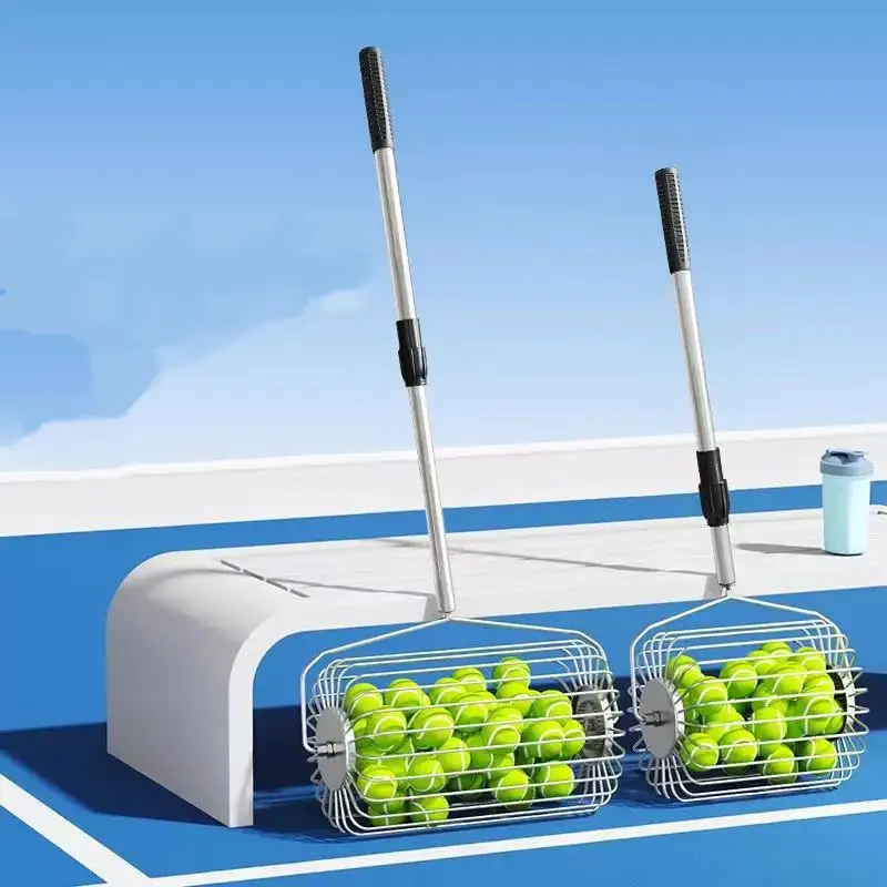 

Tennis ball picker portable hand push rolling telescopic ball picker fastball collection stainless steel