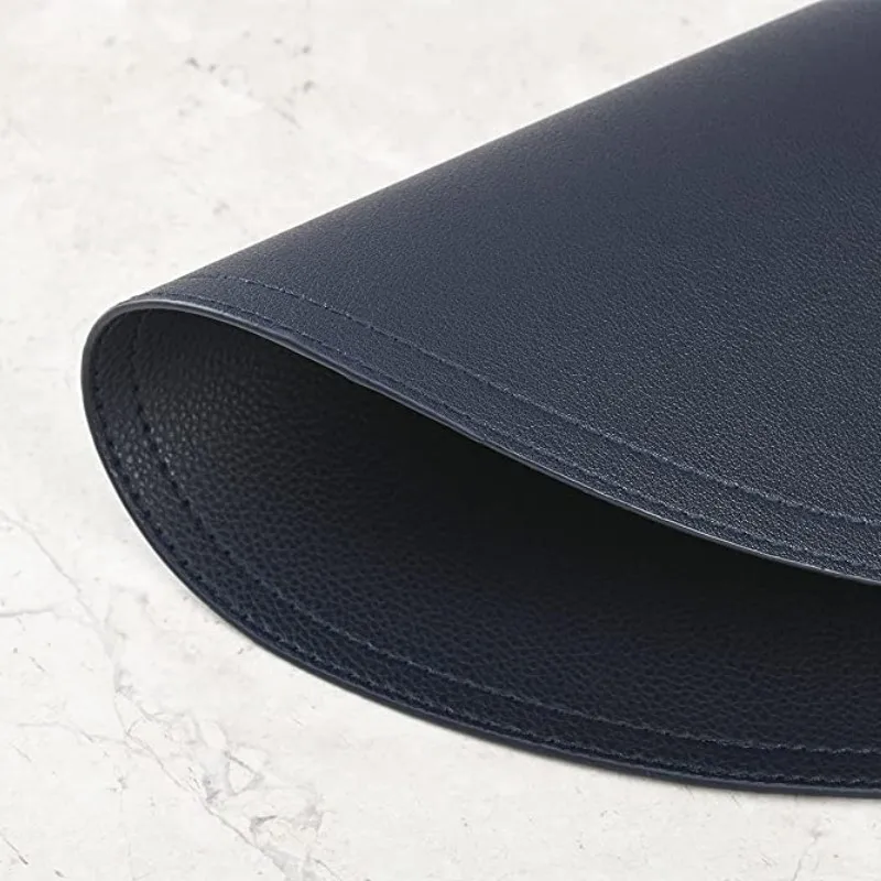 1/2/6PCS Black Round Placemats Set Luxury Shaped Fuax Leather PU Coffe Table Mat Cafe Pad Christmas Decor Kitchen Accessories