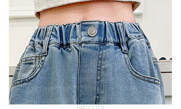 Neue Modische Kinderjeans mit Sternenmuster für Mädchen, Stylische Gerade Denim-Hosen, Lässige Jeans für Kinder und Teenager – Detail 7