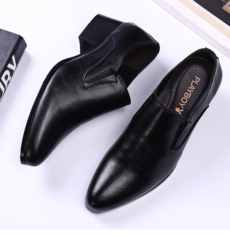 Fashion Casual Cow Leather Shoes for Men New Designer Spring Autumn Men\'s Dress Shoes Black Cusp Low Heel Loafers Male