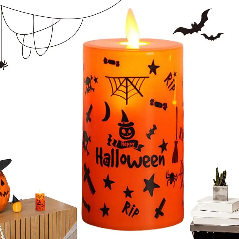 Halloween Desk Light Flickering Flame LED Flameless Flickering Tea Lights USB Charger Battery Christmas Decor  Electronic Candle