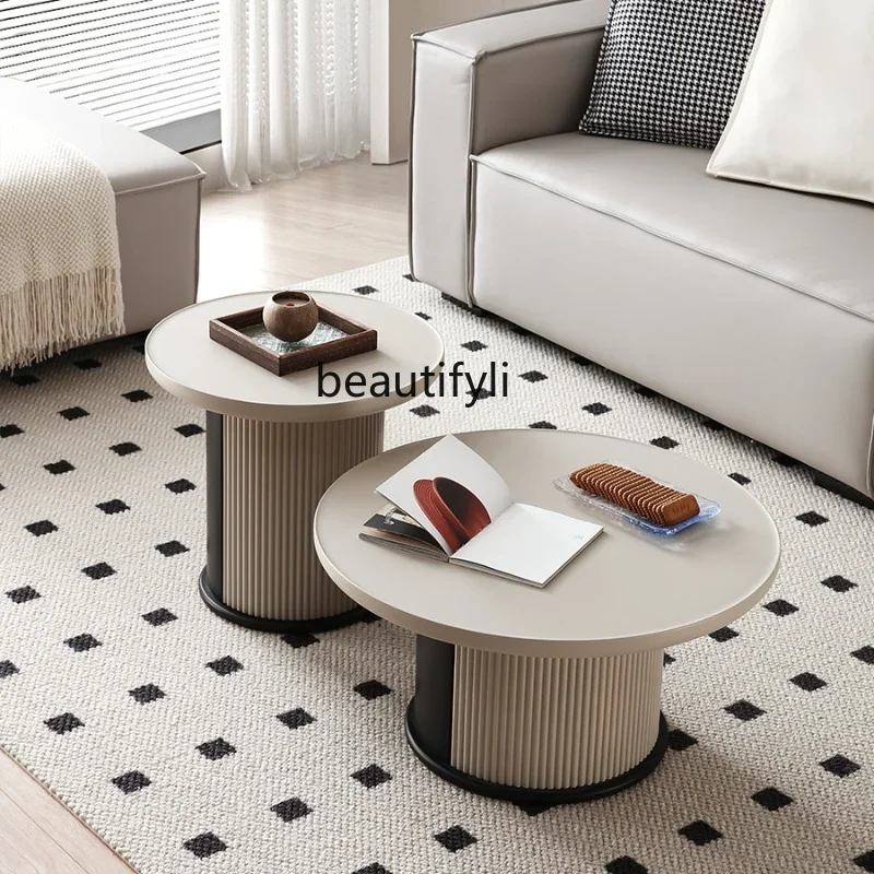 scn8617 Italian Minimalist Size round Coffee Table Combination Silent Style Living Room Cream Style Fashion round Tea Table #3
