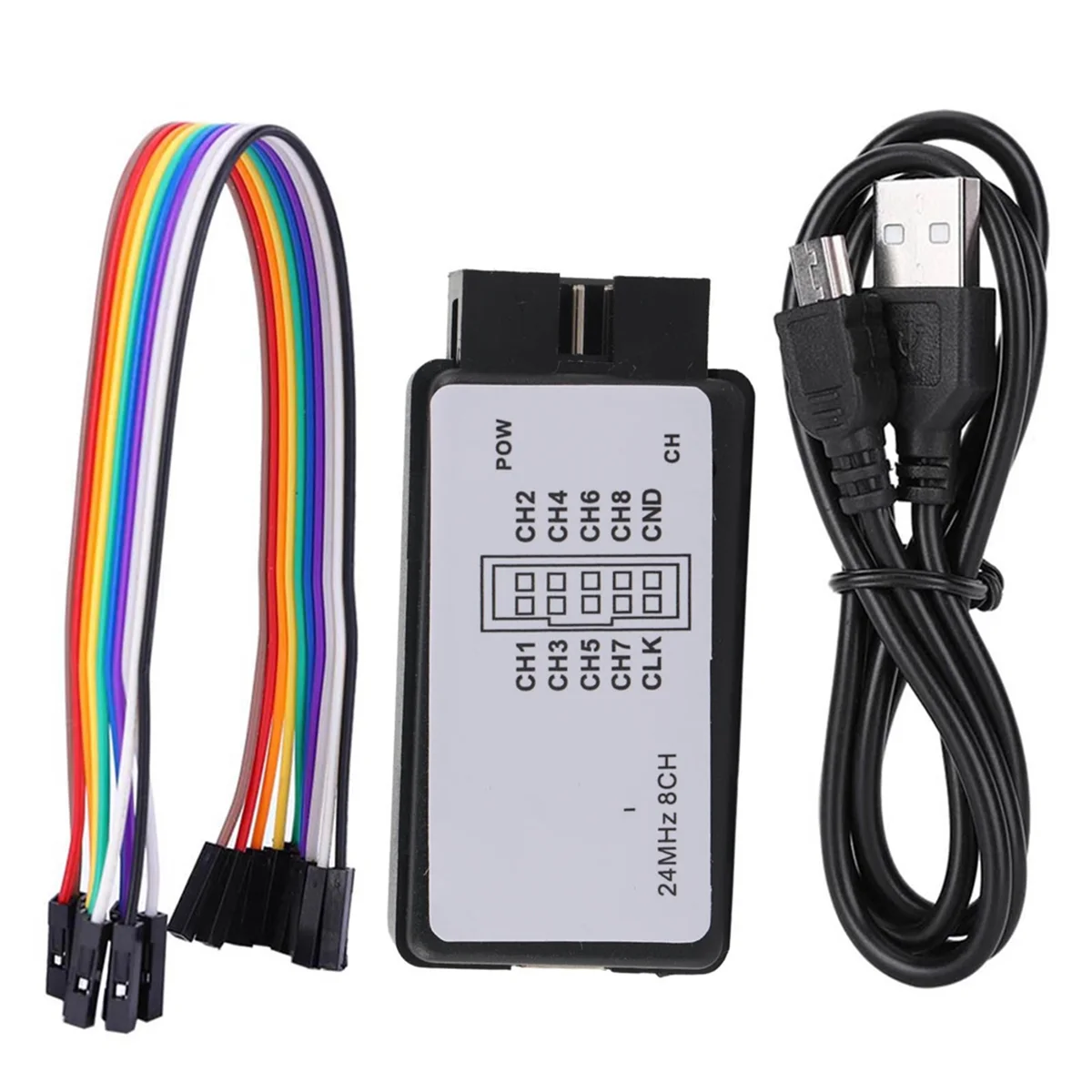 AA91 Logic Analyzer 24MHz Logic Analyzer Device USB Logic Analyzer Device Set Mini Digital Pocket Size 8 Channel Input Memory