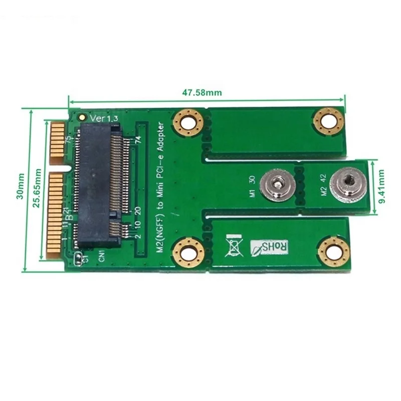 Mini PCI-E 52PIN to M.2 NGFF Key-B Adapter Card Without SIM Slot for WWLAN 3G 4G LTE Modem