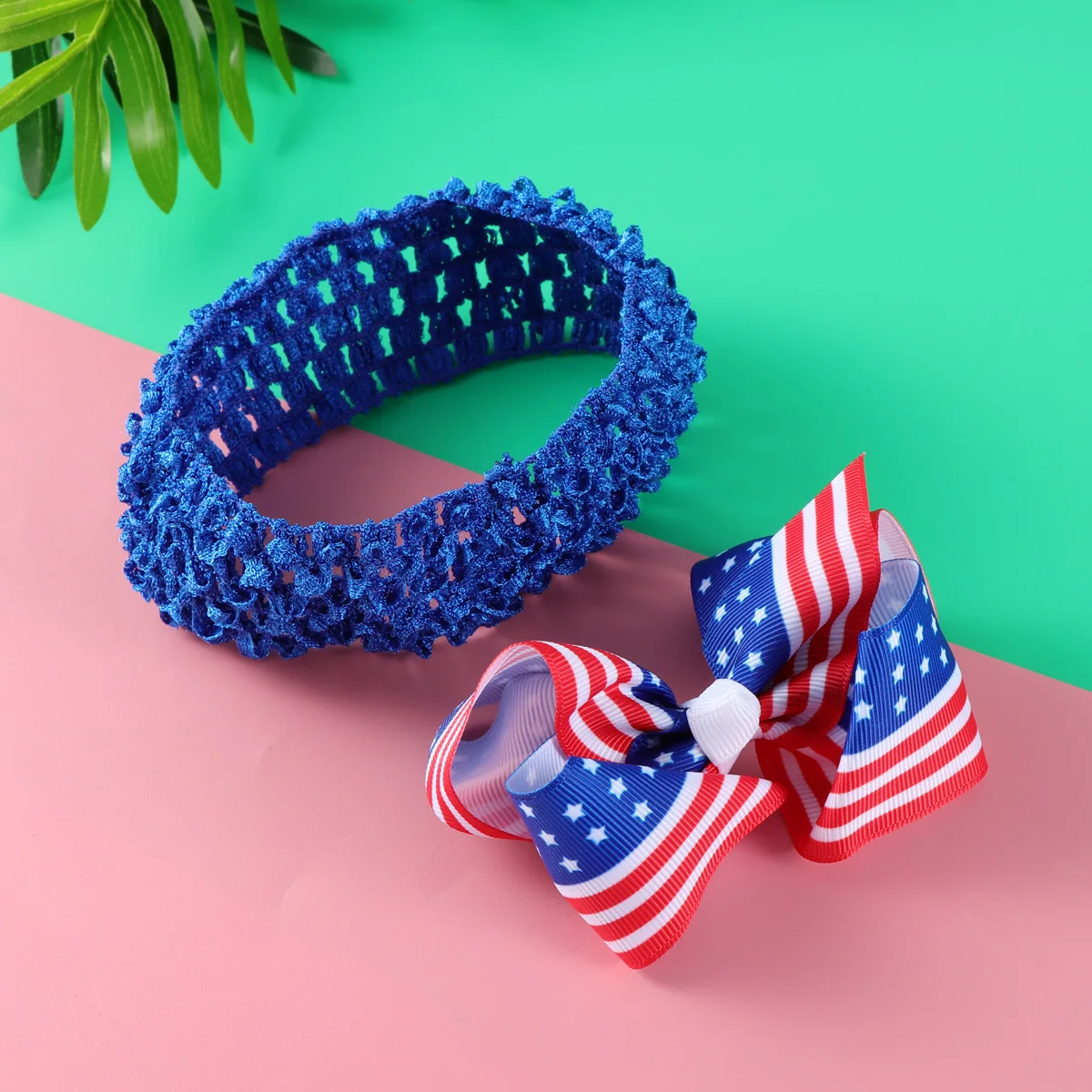 

2 pcs Patriotic Patriotic Headb s Bowknot Hairb Kids Girls Bowknot Hairb Ribbon Accessories Comfortable Wear Striped Design