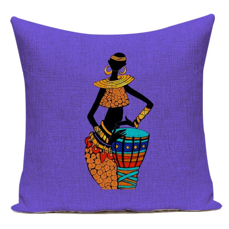 Sarung Bantal Cetak Wanita Afrika Abstrak Sarung Bantal Lempar Geometri untuk Sofa Kursi Mobil Sarung Bantal Hidup Afrika Dekoratif