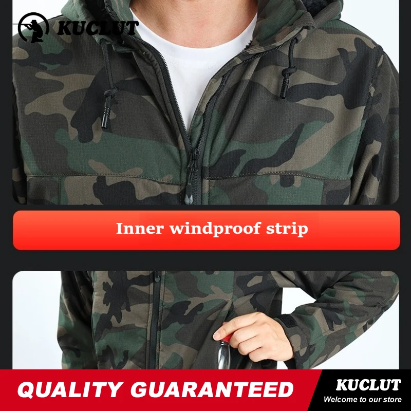 Picture 5: Winter Tactical Camouflage Man Sets Fleece Scratch Resistant Windproof Big Pocket Suits Camping Training Mountaineering 2-piece