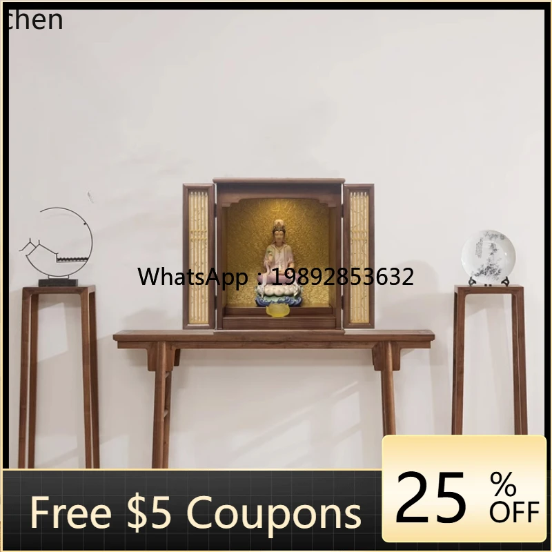 

AB God of Wealth Guanyin Shrine with Door Buddha Cabinet Shrine Cabinet Supply Table Household Light Luxury Home Accessories