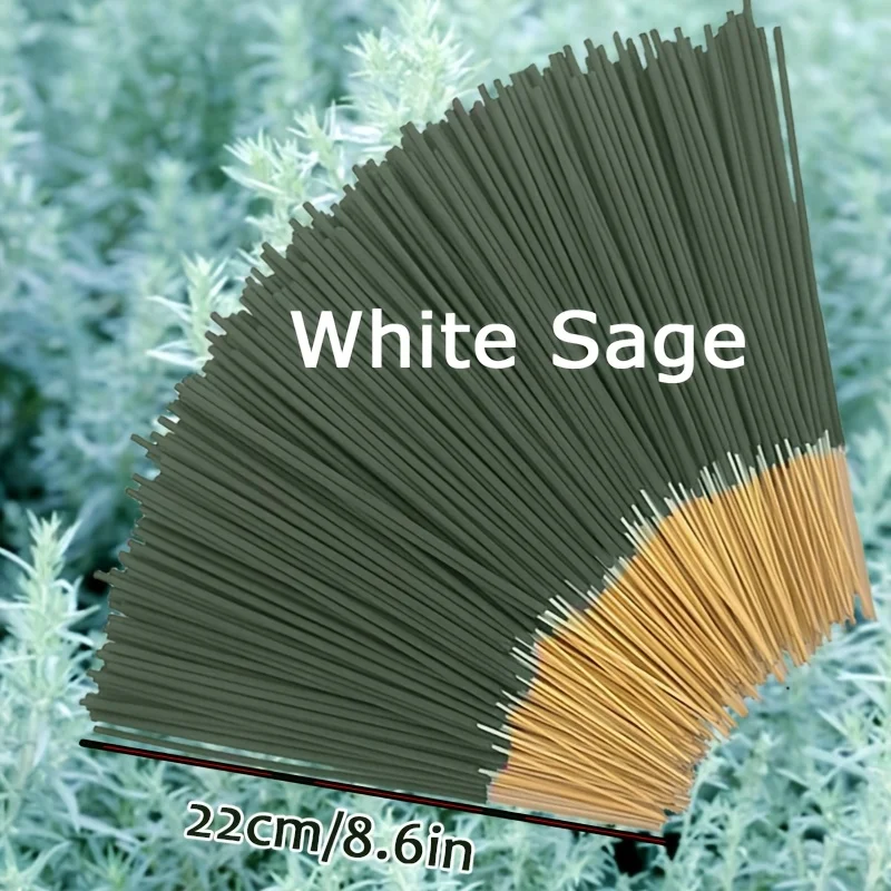 Extra-Long White Sage Incense Sticks - 45 Minutes of Burning Time, Natural Scent, Suitable for Home, Camping, Yard, Outdoor - Air Purification, Holiday Decoration (Halloween, Christmas, Easter, Thanksgiving, Hanukkah) - Feather-Free