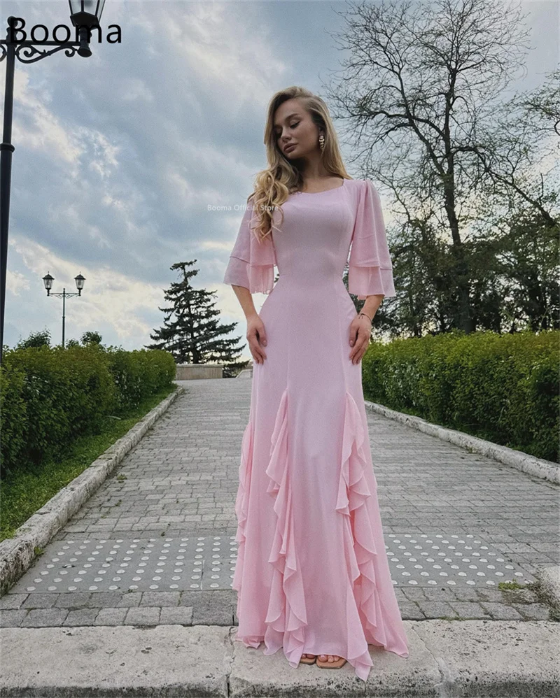 Booma Mermaid Simple Evening Dresses Pleat Long Formal Dresses O-Neck for Women Elegant Prom Gowns Custom Made 2025