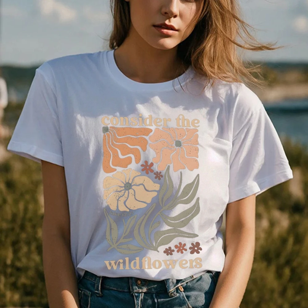 Wildflower T-Shirt Vintage Flower Shirt Floral T-Shirt Wild Flowers Shirt Gift For Women Ladies Shirts Best Friend Gift