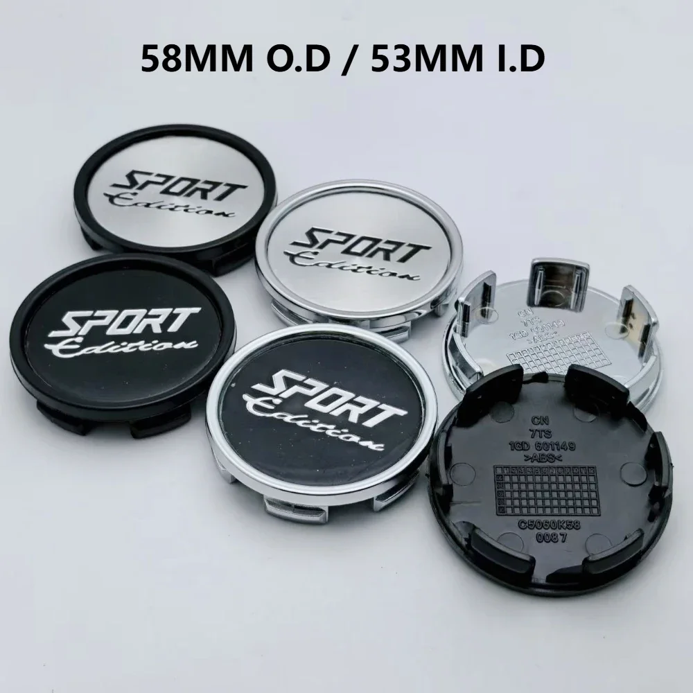 

4pcs Sport Edition Logo Emblem Car Wheel Center Caps OD 58MM (ID 53MM ) Wheels Hub Cap Rim Hubcaps Cover Replace Car Accessories