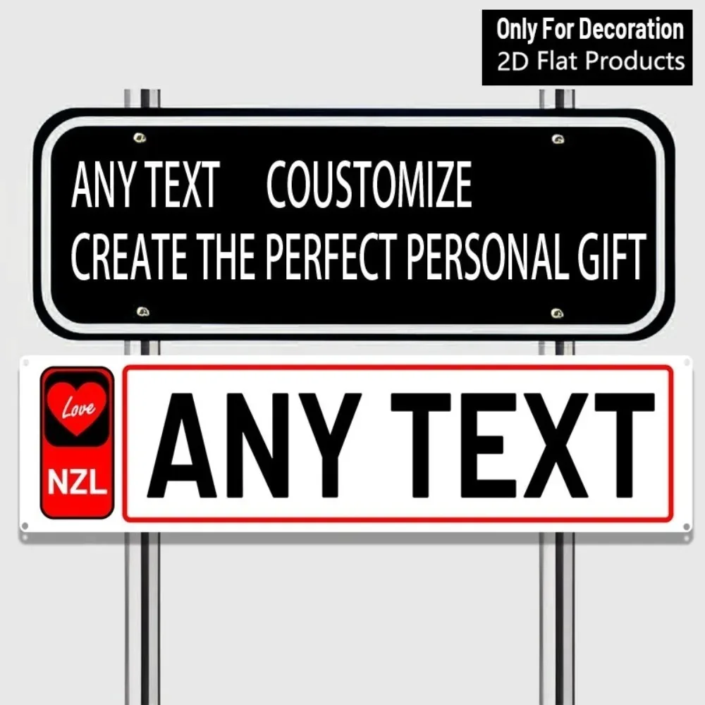Custom NZ Red Heart Aluminum Metal Sign Personalized Text Cafe Garage Wall Decor Only view 5
