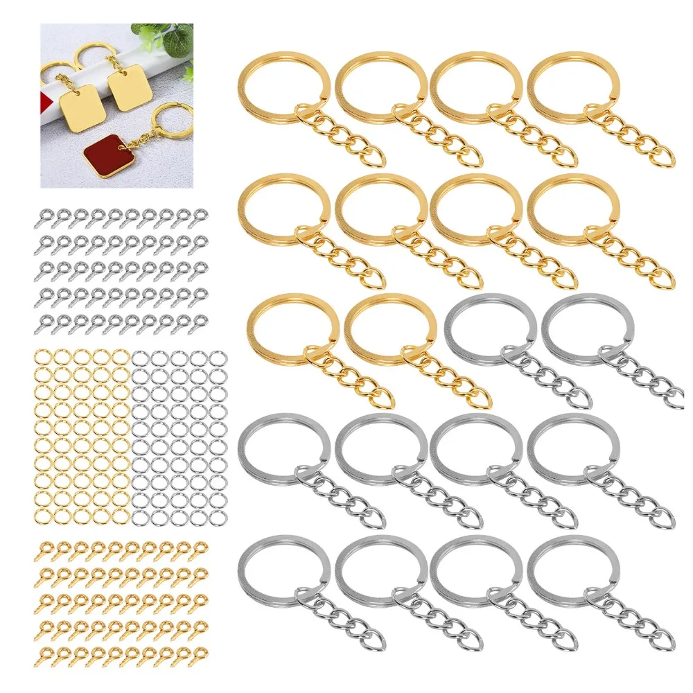 220pcs Jewelry Tools Gold Split Keychain Rings Silver Circle Keychain Rings Kit Keychain Findings DIY Crafts