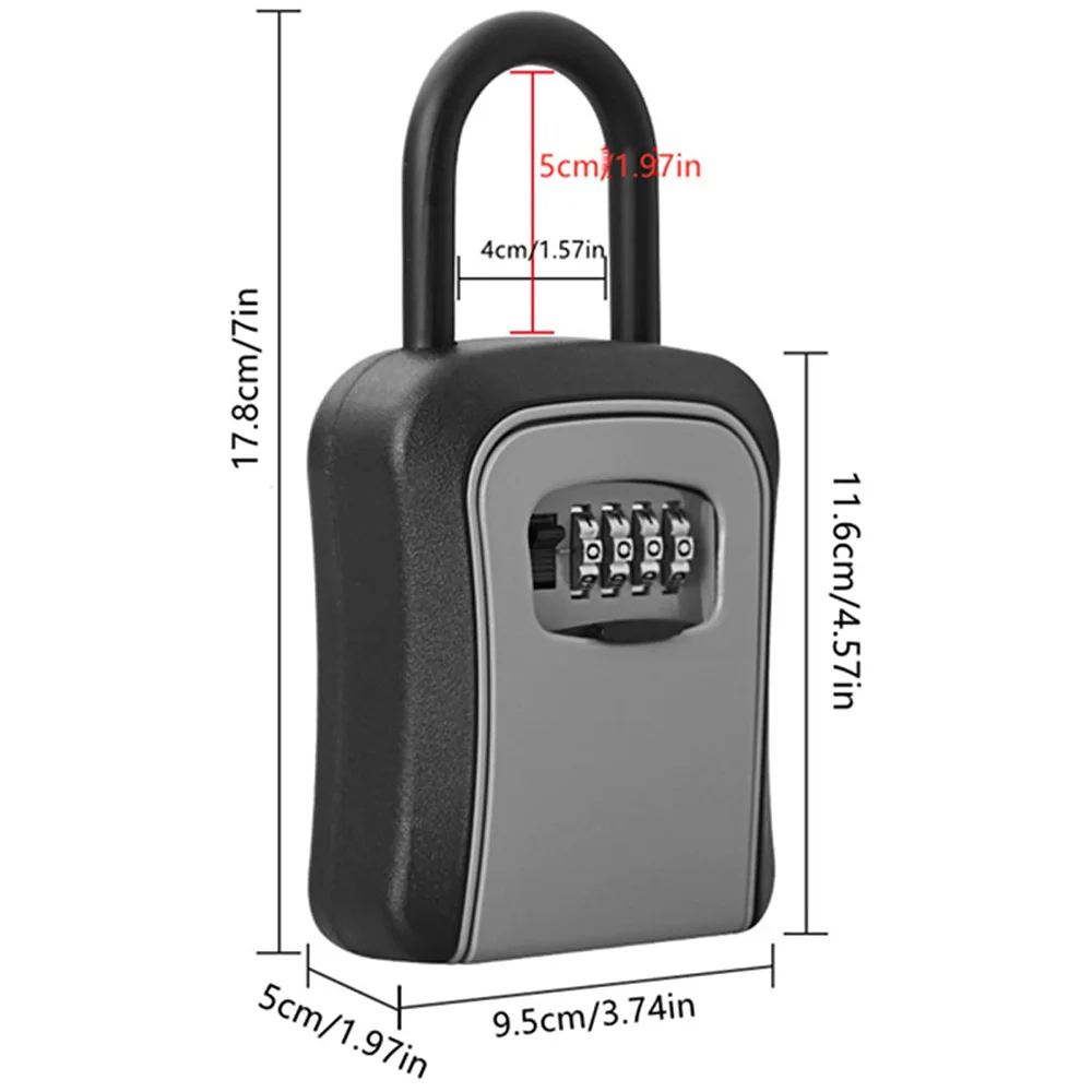 Portátil Combinação Key Lock Box Wall-Mounted Key Storage Box Resettable Código, Safe Security Lock Box para Casa e Escritório
