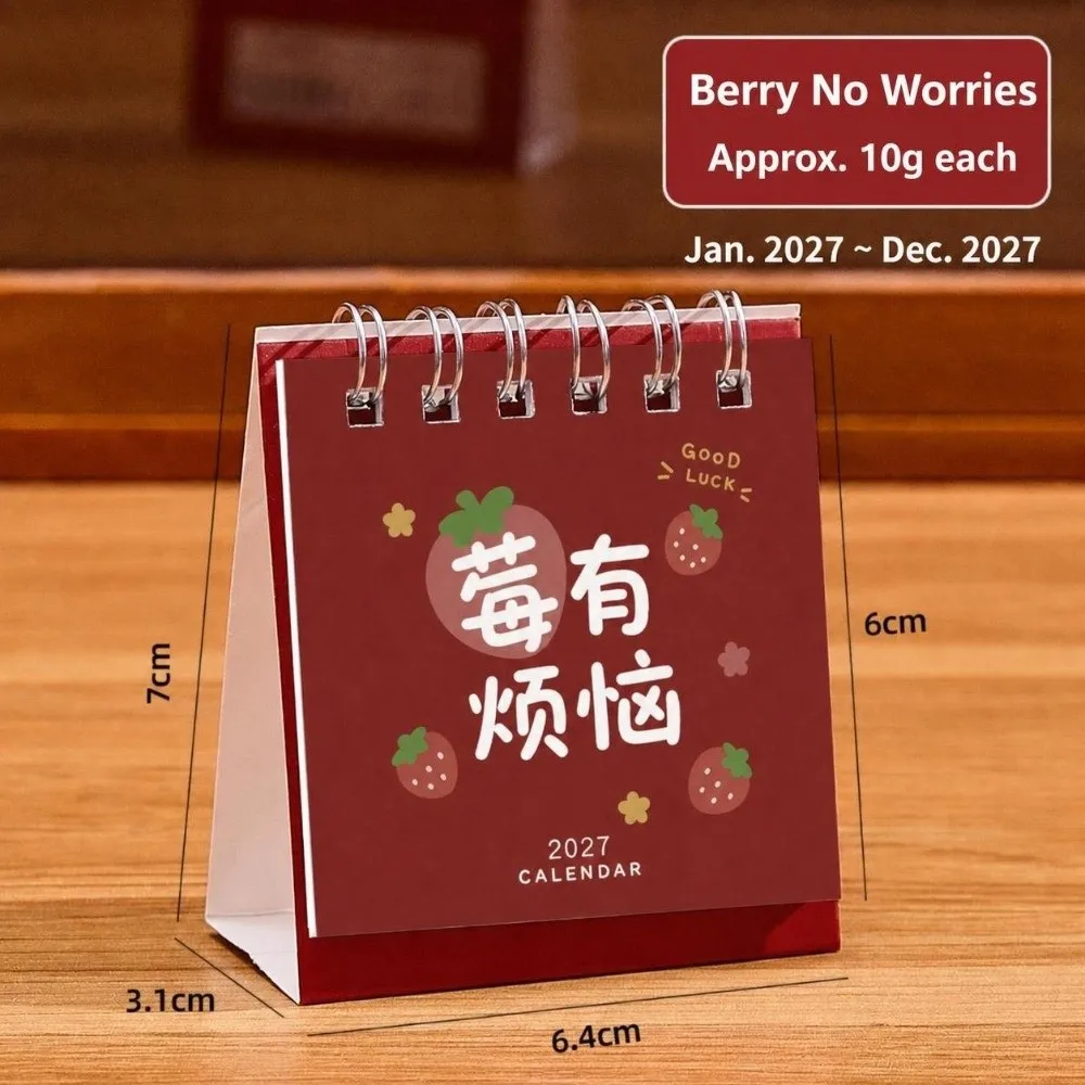 Durable 2027 Desk Calendar Chinese Style Cartoon Sheep Desktop Calendar Mini Thickened Memo Planner Tabletop